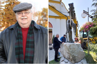 American daroval oravskej dedine bronzovu sochu