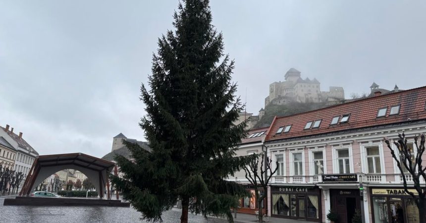 Mierovemu namestiu v Trencine dominuje 14 metrov vysoky smrek V centre bude do Troch kralov