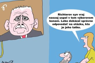 Karikatura dna Aky otec taky syn